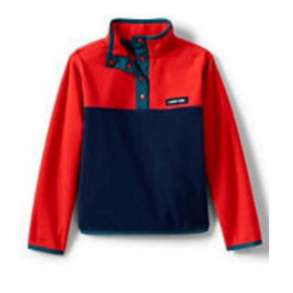 Lands' End Kids' Heritage Fleece Snap Neck Pullover, Sz M/8